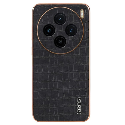 AZNS For vivo X100 5G Case Leather+TPU Electroplating Phone Cover Crocodile Texture
