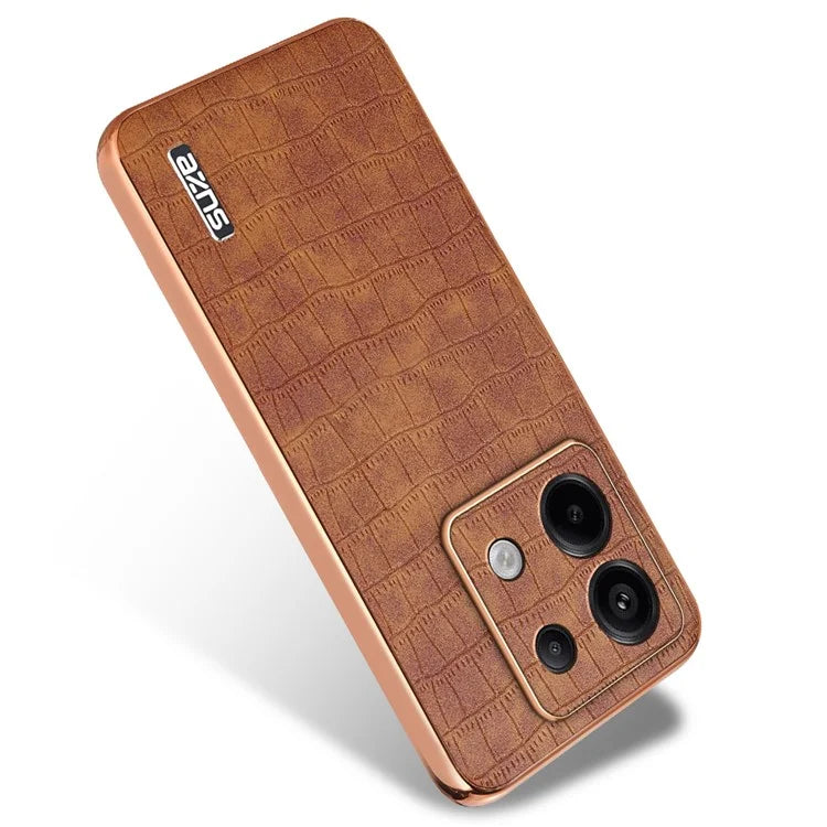 AZNS For Xiaomi Redmi Note 13 Pro 5G / Poco X6 5G Case PU Leather Back Cover Electroplating Edge