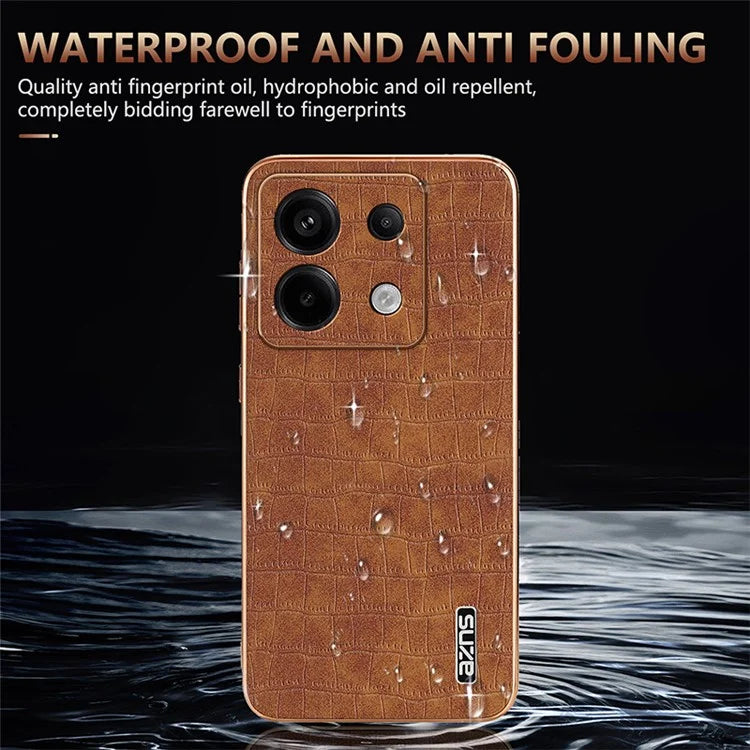 AZNS For Xiaomi Redmi Note 13 Pro 5G / Poco X6 5G Case PU Leather Back Cover Electroplating Edge