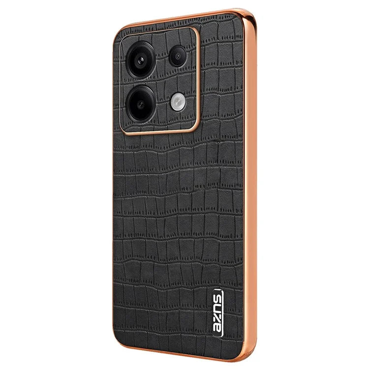 AZNS For Xiaomi Redmi Note 13 Pro 5G / Poco X6 5G Case PU Leather Back Cover Electroplating Edge