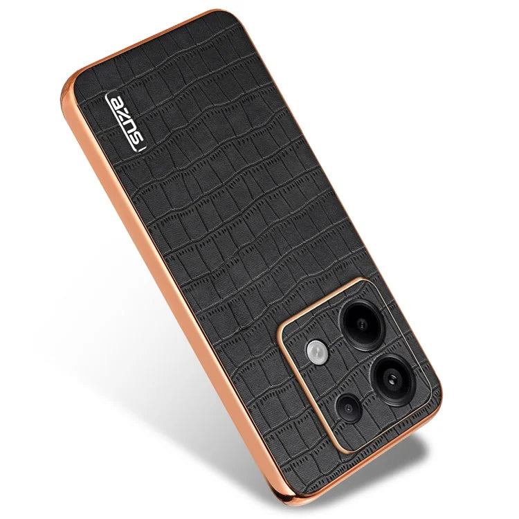 AZNS For Xiaomi Redmi Note 13 Pro 5G / Poco X6 5G Case PU Leather Back Cover Electroplating Edge