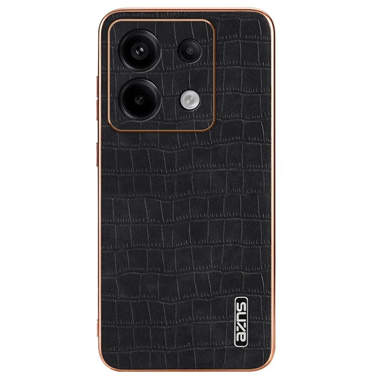 AZNS For Xiaomi Redmi Note 13 Pro 5G / Poco X6 5G Case PU Leather Back Cover Electroplating Edge