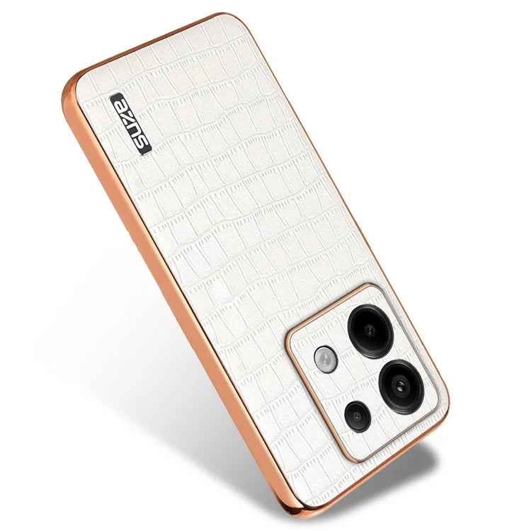 AZNS For Xiaomi Redmi Note 13 Pro 5G / Poco X6 5G Case PU Leather Back Cover Electroplating Edge
