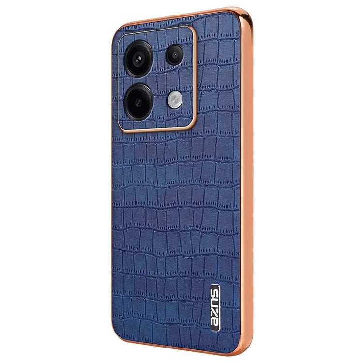 AZNS For Xiaomi Redmi Note 13 Pro 5G / Poco X6 5G Case PU Leather Back Cover Electroplating Edge