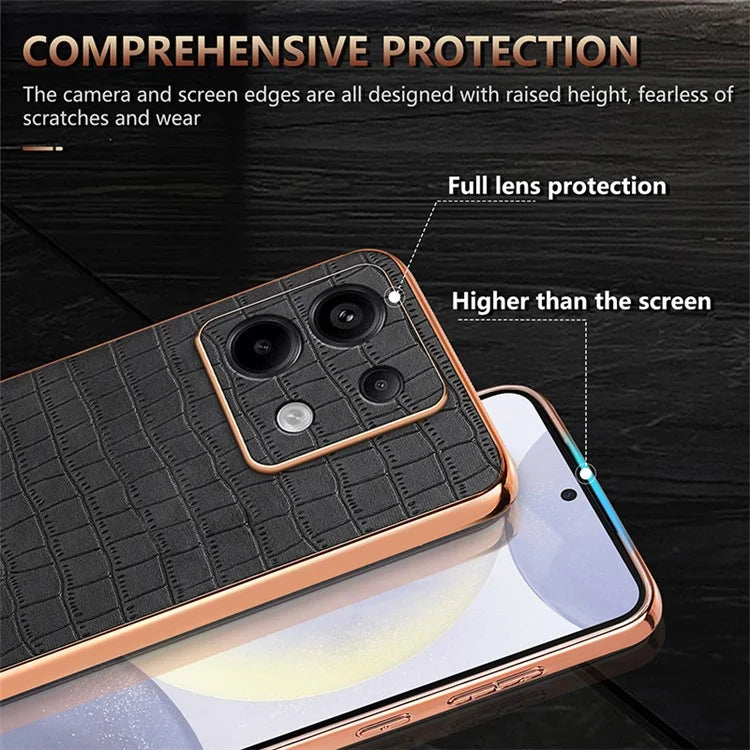 AZNS For Xiaomi Redmi Note 13 Pro 5G / Poco X6 5G Case PU Leather Back Cover Electroplating Edge