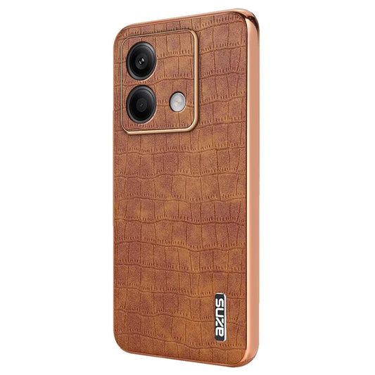 AZNS For Xiaomi Redmi Note 13 5G Case Crocodile Texture Electroplating Leather Back Phone Cover