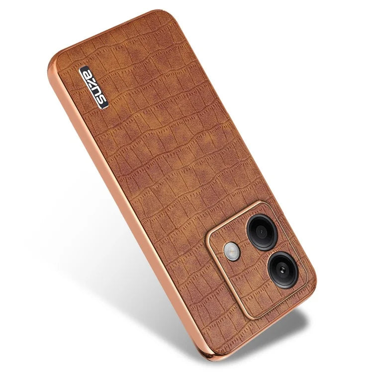 AZNS For Xiaomi Redmi Note 13 5G Case Crocodile Texture Electroplating Leather Back Phone Cover