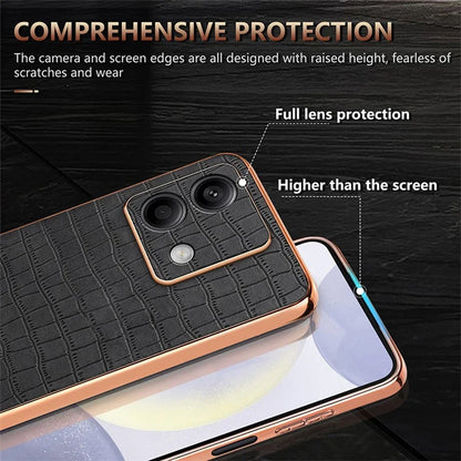 AZNS For Xiaomi Redmi Note 13 5G Case Crocodile Texture Electroplating Leather Back Phone Cover