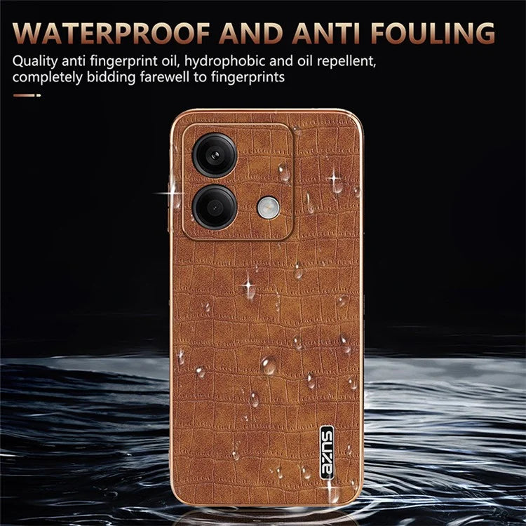 AZNS For Xiaomi Redmi Note 13 5G Case Crocodile Texture Electroplating Leather Back Phone Cover