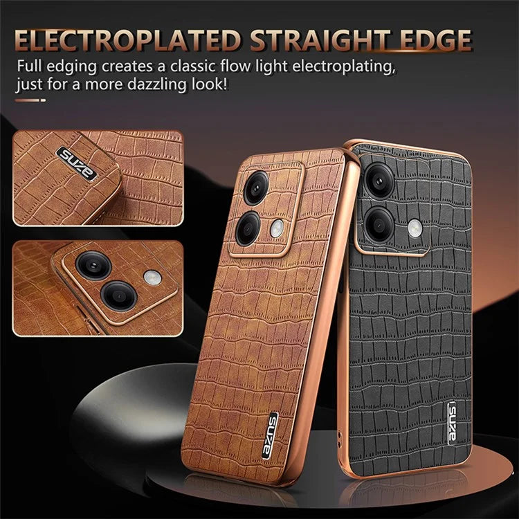 AZNS For Xiaomi Redmi Note 13 5G Case Crocodile Texture Electroplating Leather Back Phone Cover