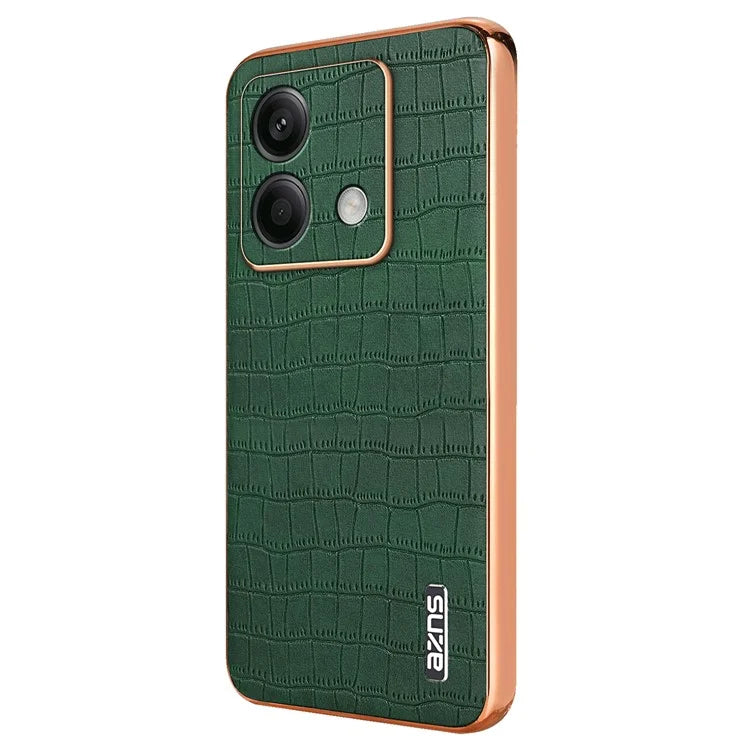 AZNS For Xiaomi Redmi Note 13 5G Case Crocodile Texture Electroplating Leather Back Phone Cover