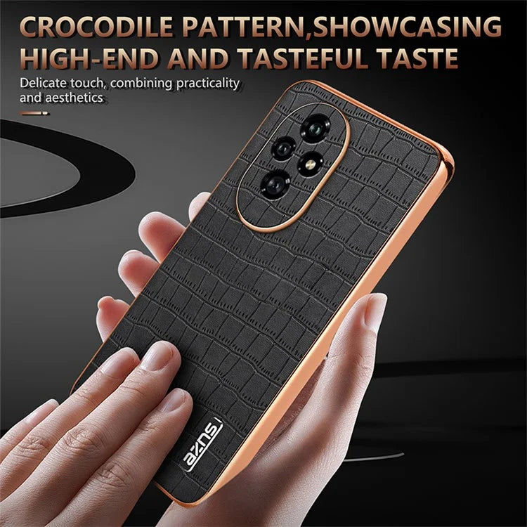 AZNS For Honor 200 5G Case PU Leather + TPU Phone Cover Crocodile Texture