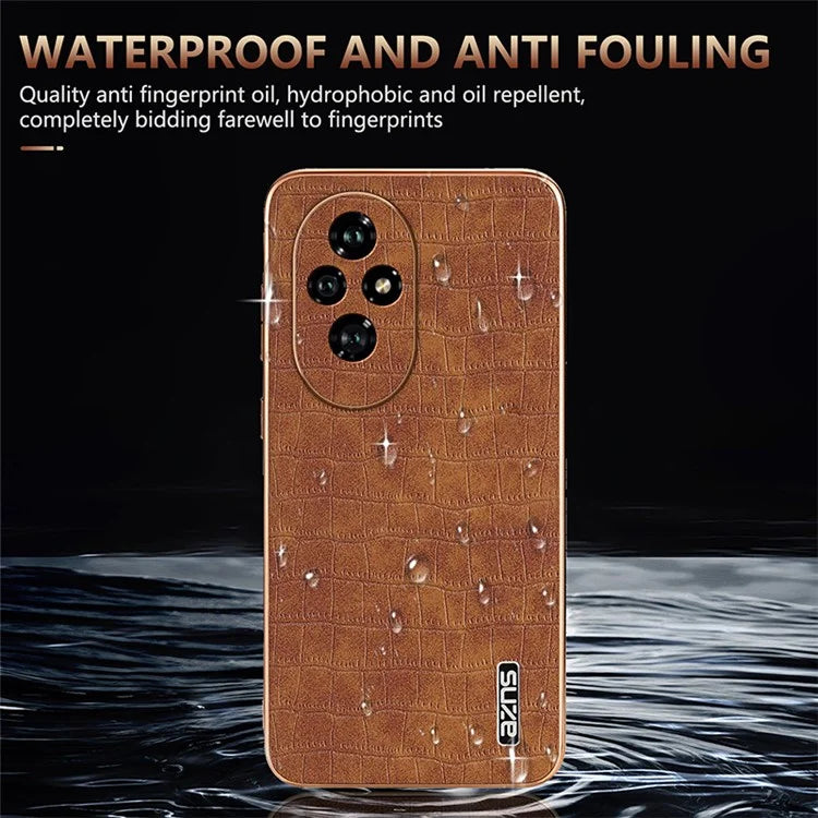 AZNS For Honor 200 Pro 5G Case PU Leather Crocodile Texture Phone Back Cover