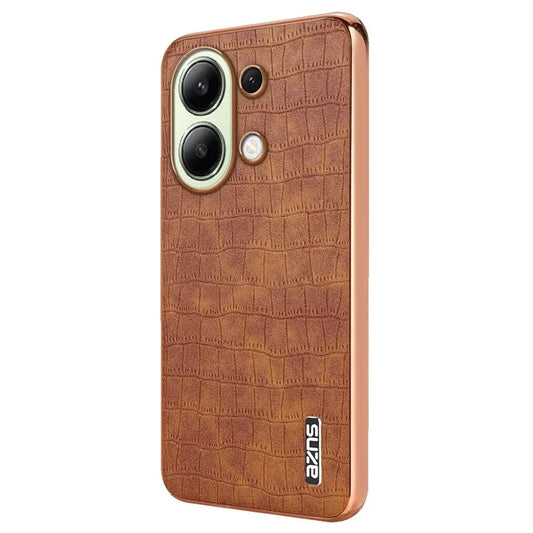 AZNS For Xiaomi Redmi Note 13 4G Case Electroplating Crocodile Texture PU+TPU Back Phone Cover