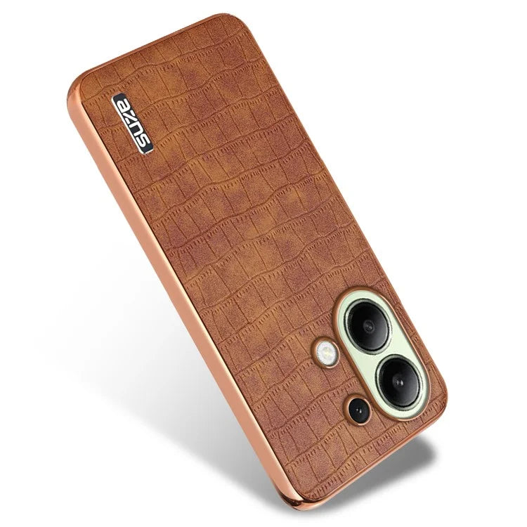 AZNS For Xiaomi Redmi Note 13 4G Case Electroplating Crocodile Texture PU+TPU Back Phone Cover