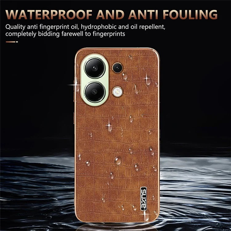 AZNS For Xiaomi Redmi Note 13 4G Case Electroplating Crocodile Texture PU+TPU Back Phone Cover
