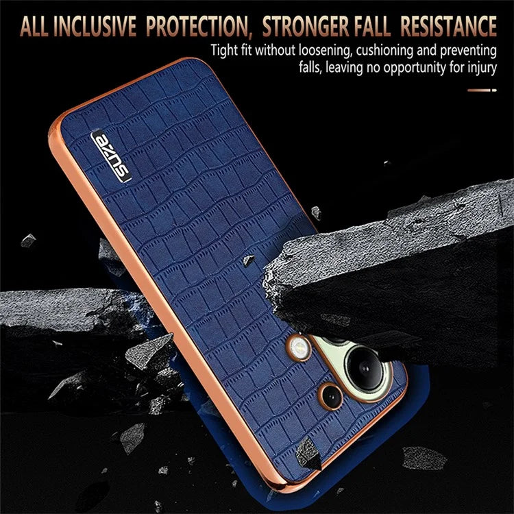 AZNS For Xiaomi Redmi Note 13 4G Case Electroplating Crocodile Texture PU+TPU Back Phone Cover