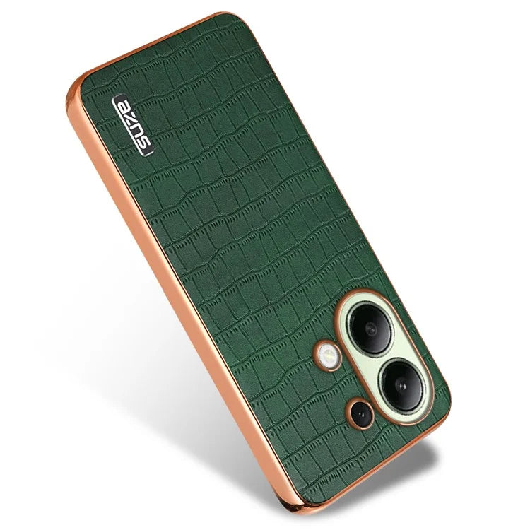 AZNS For Xiaomi Redmi Note 13 4G Case Electroplating Crocodile Texture PU+TPU Back Phone Cover