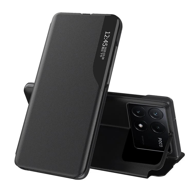 For Xiaomi Poco F6 Pro 5G / Redmi K70 5G / K70 Pro 5G Leather Case Stand Phone Cover with View Window