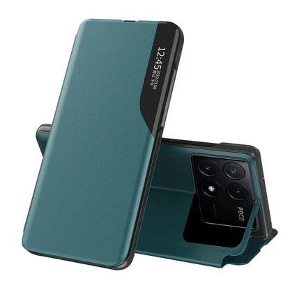 For Xiaomi Poco F6 Pro 5G / Redmi K70 5G / K70 Pro 5G Leather Case Stand Phone Cover with View Window