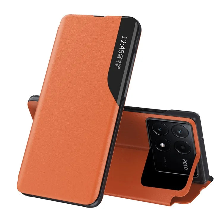 For Xiaomi Poco F6 Pro 5G / Redmi K70 5G / K70 Pro 5G Leather Case Stand Phone Cover with View Window