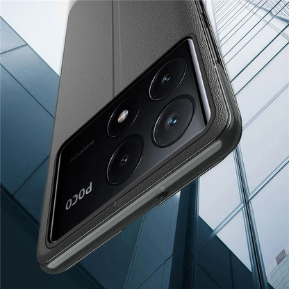 For Xiaomi Poco F6 Pro 5G / Redmi K70 5G / K70 Pro 5G Leather Case Stand Phone Cover with View Window