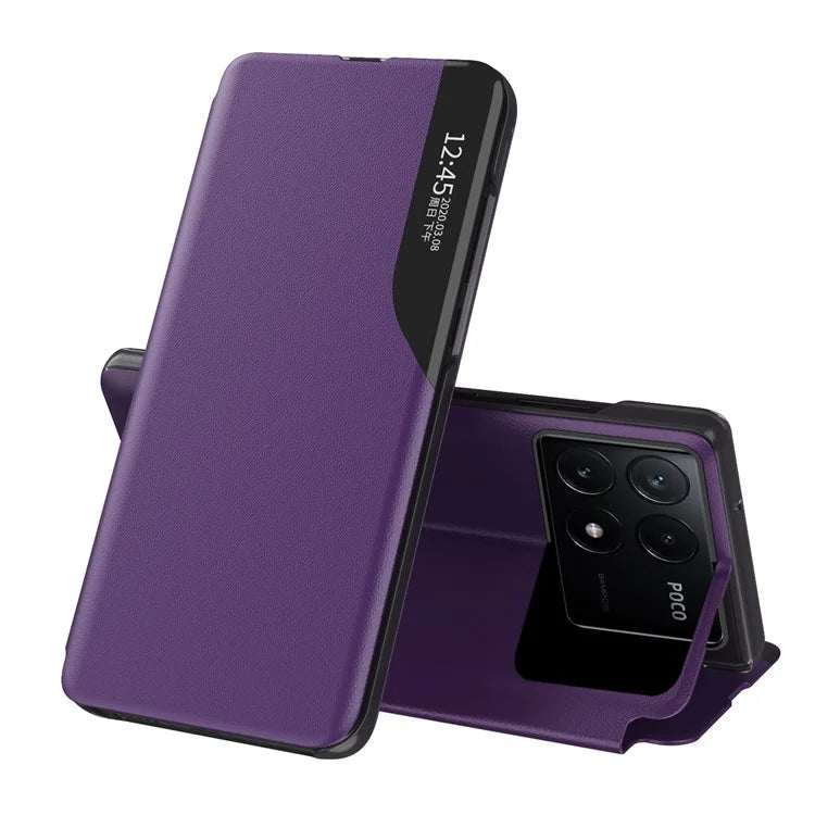 For Xiaomi Poco F6 Pro 5G / Redmi K70 5G / K70 Pro 5G Leather Case Stand Phone Cover with View Window