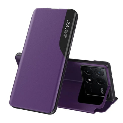For Xiaomi Poco F6 Pro 5G / Redmi K70 5G / K70 Pro 5G Leather Case Stand Phone Cover with View Window