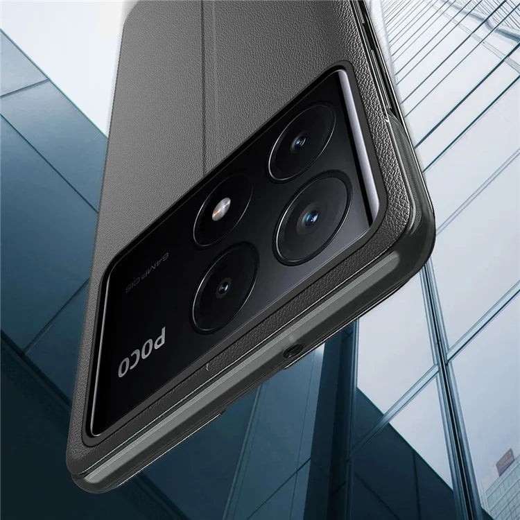 For Xiaomi Poco F6 Pro 5G / Redmi K70 5G / K70 Pro 5G Leather Case Stand Phone Cover with View Window