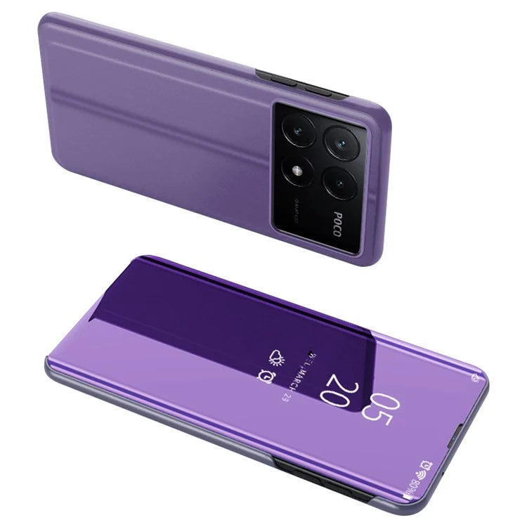 For Xiaomi Poco F6 Pro 5G / Redmi K70 5G / K70 Pro 5G Case Mirror Design Leather Phone Cover  /  Blue