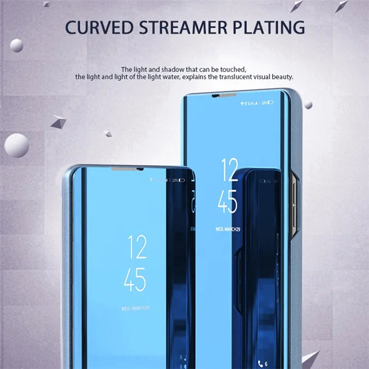 For Xiaomi Poco F6 Pro 5G / Redmi K70 5G / K70 Pro 5G Case Mirror Design Leather Phone Cover  /  Blue