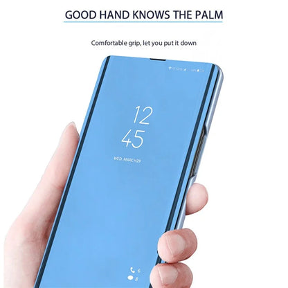 For Xiaomi Poco F6 Pro 5G / Redmi K70 5G / K70 Pro 5G Case Mirror Design Leather Phone Cover  /  Blue
