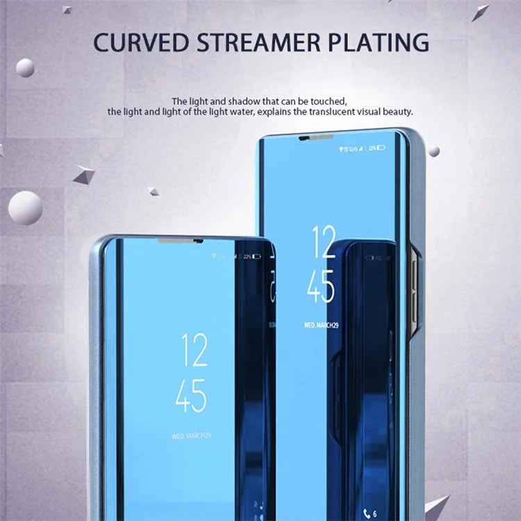 For Xiaomi Poco F6 5G / Redmi Turbo 3 5G Case View Window Stand Leather Phone Cover  /  Blue