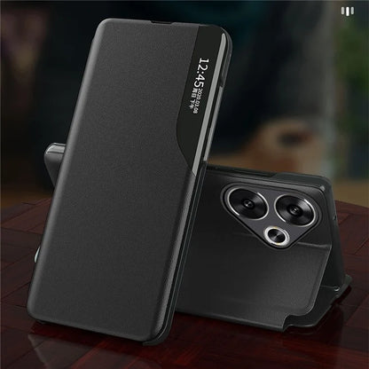 For Xiaomi Poco F6 5G / Redmi Turbo 3 5G Case Stand Leather Phone Cover with View Window