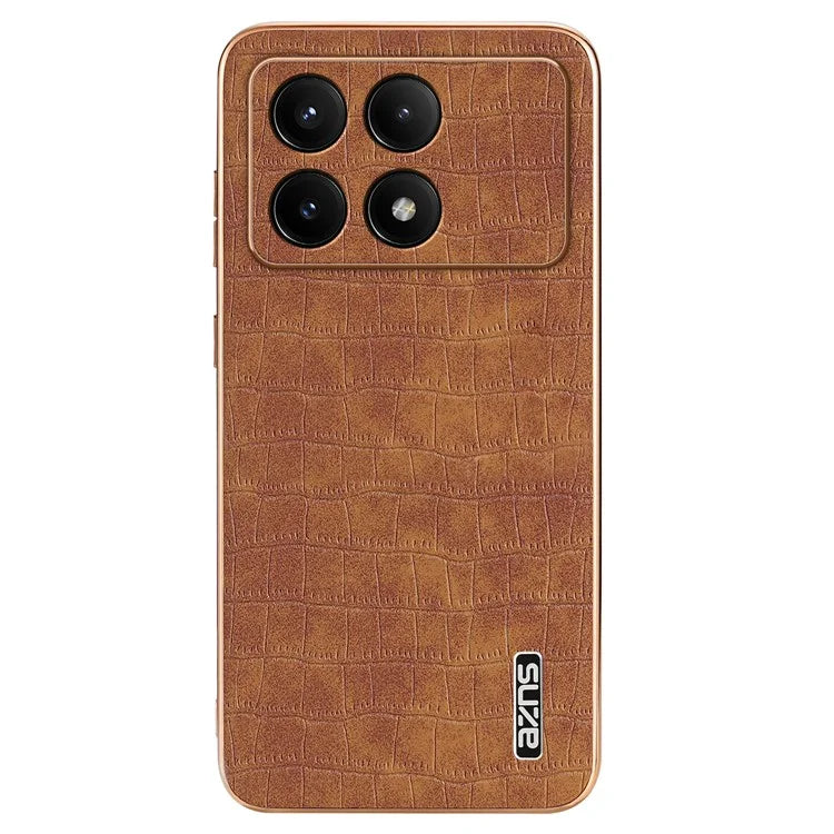 AZNS For Xiaomi Poco F6 Pro 5G / Redmi K70 5G / K70 Pro 5G Case PU Leather Back Cover Crocodile Texture Lens Protection