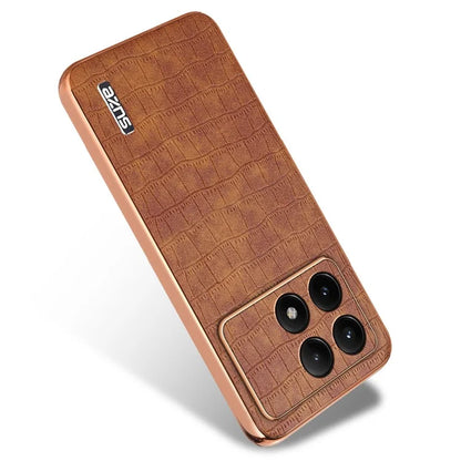 AZNS For Xiaomi Poco F6 Pro 5G / Redmi K70 5G / K70 Pro 5G Case PU Leather Back Cover Crocodile Texture Lens Protection