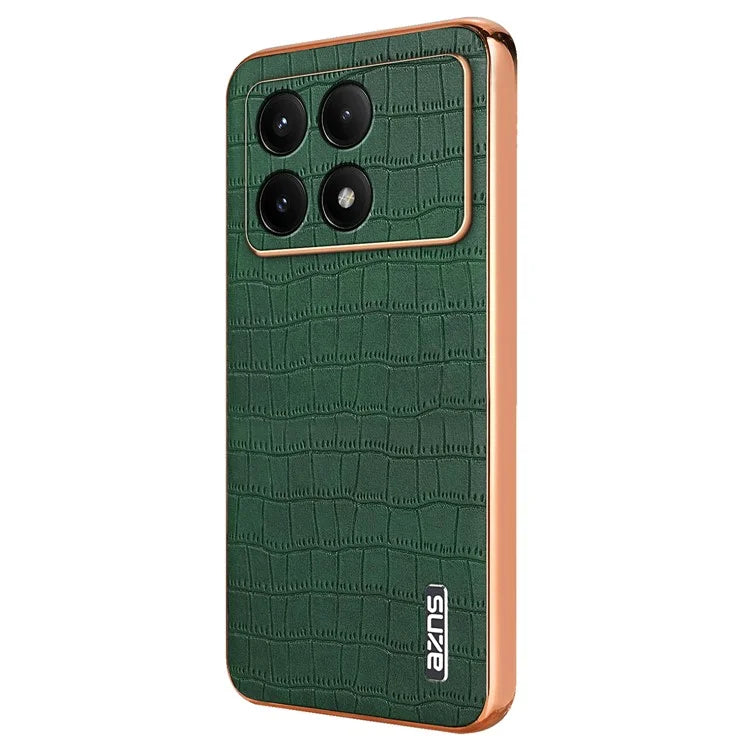 AZNS For Xiaomi Poco F6 Pro 5G / Redmi K70 5G / K70 Pro 5G Case PU Leather Back Cover Crocodile Texture Lens Protection