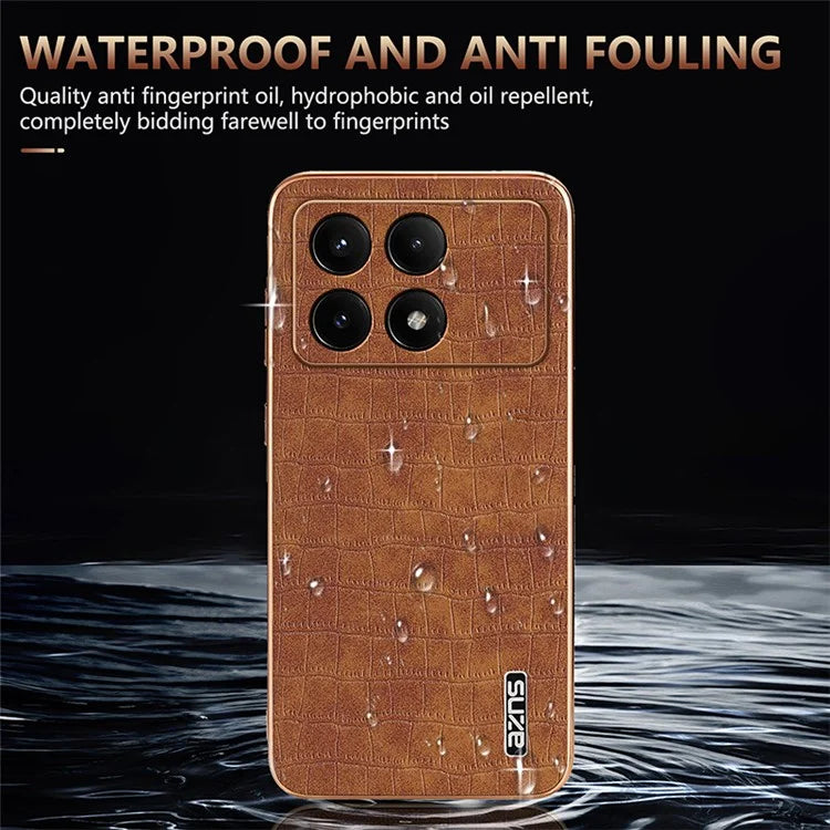 AZNS For Xiaomi Poco F6 Pro 5G / Redmi K70 5G / K70 Pro 5G Case PU Leather Back Cover Crocodile Texture Lens Protection