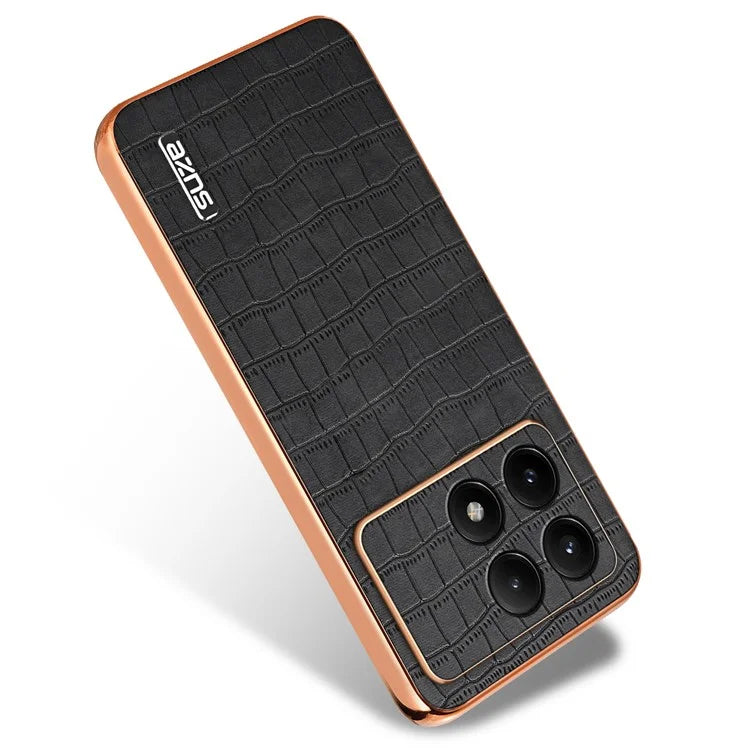 AZNS For Xiaomi Poco F6 Pro 5G / Redmi K70 5G / K70 Pro 5G Case PU Leather Back Cover Crocodile Texture Lens Protection