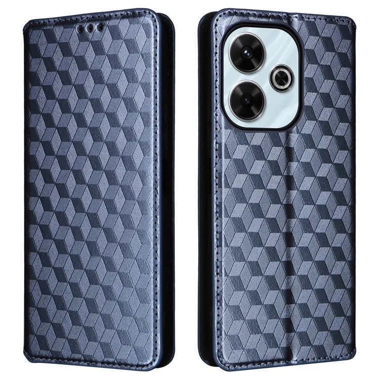 For Xiaomi Redmi 13 4G / Poco M6 4G / Redmi Note 13R 5G Case Magnetic Closure Rhombus Phone Cover