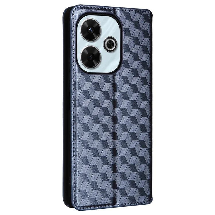 For Xiaomi Redmi 13 4G / Poco M6 4G / Redmi Note 13R 5G Case Magnetic Closure Rhombus Phone Cover