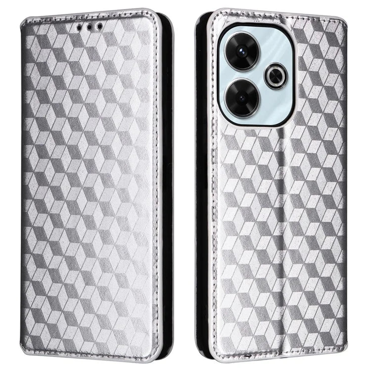 For Xiaomi Redmi 13 4G / Poco M6 4G / Redmi Note 13R 5G Case Magnetic Closure Rhombus Phone Cover