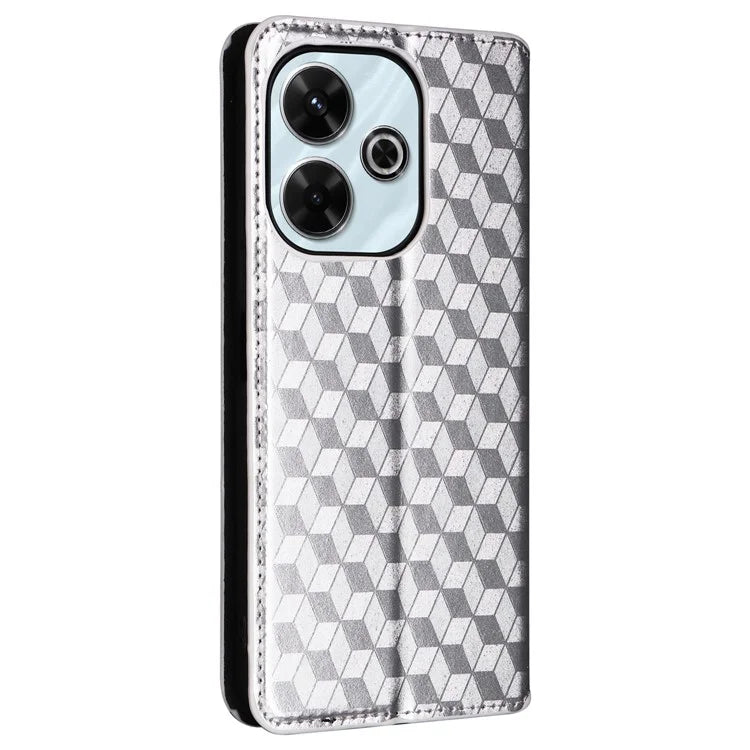 For Xiaomi Redmi 13 4G / Poco M6 4G / Redmi Note 13R 5G Case Magnetic Closure Rhombus Phone Cover