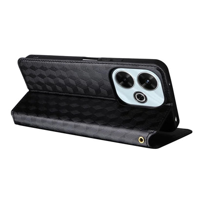 For Xiaomi Redmi 13 4G / Poco M6 4G / Redmi Note 13R 5G Case Magnetic Closure Rhombus Phone Cover