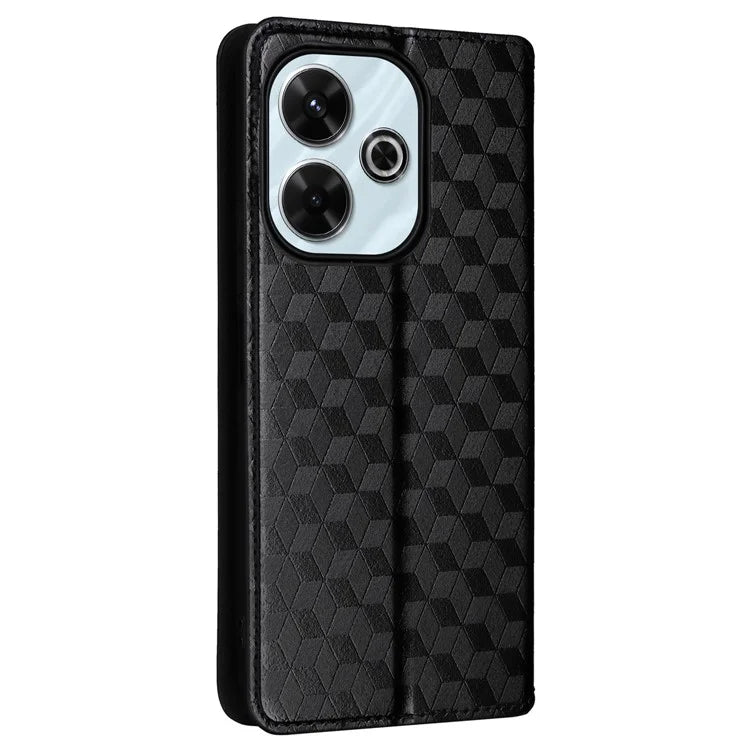 For Xiaomi Redmi 13 4G / Poco M6 4G / Redmi Note 13R 5G Case Magnetic Closure Rhombus Phone Cover