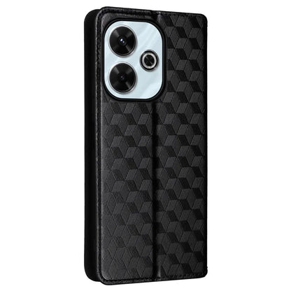 For Xiaomi Redmi 13 4G / Poco M6 4G / Redmi Note 13R 5G Case Magnetic Closure Rhombus Phone Cover