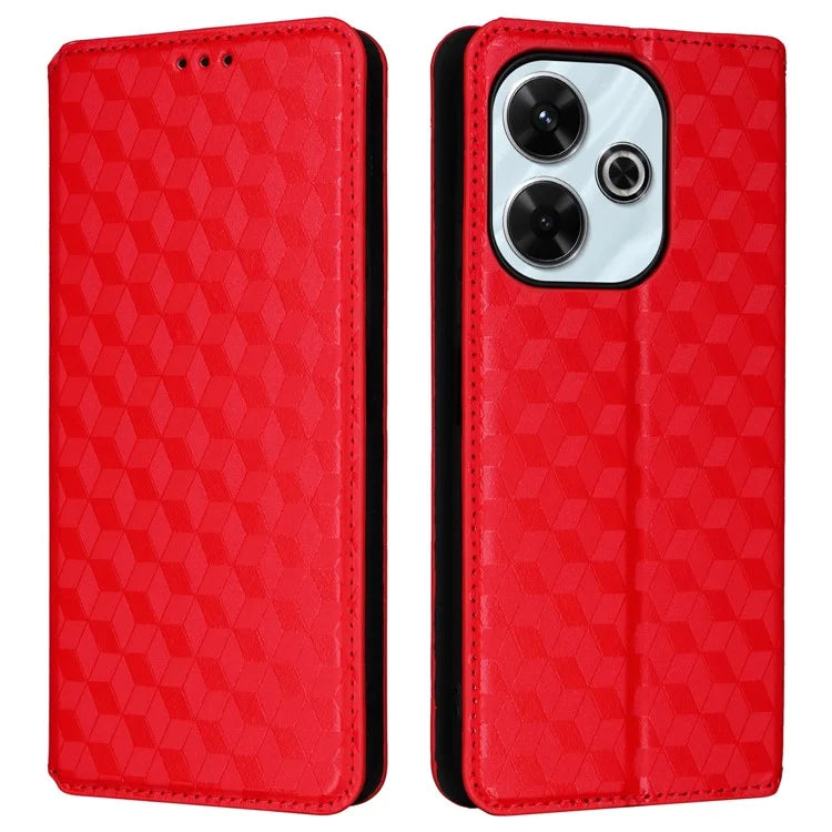 For Xiaomi Redmi 13 4G / Poco M6 4G / Redmi Note 13R 5G Case Magnetic Closure Rhombus Phone Cover