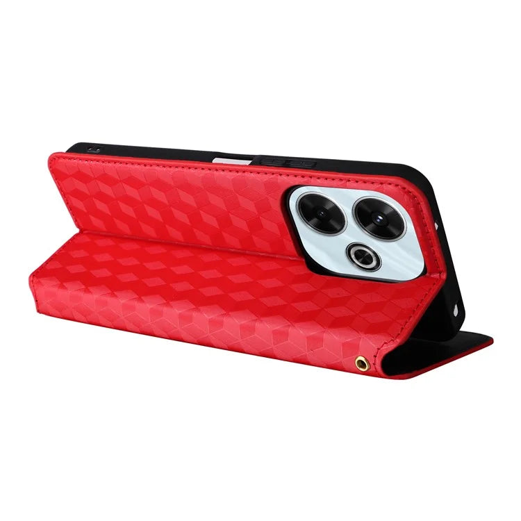 For Xiaomi Redmi 13 4G / Poco M6 4G / Redmi Note 13R 5G Case Magnetic Closure Rhombus Phone Cover