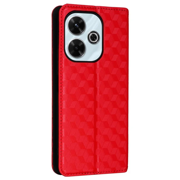 For Xiaomi Redmi 13 4G / Poco M6 4G / Redmi Note 13R 5G Case Magnetic Closure Rhombus Phone Cover