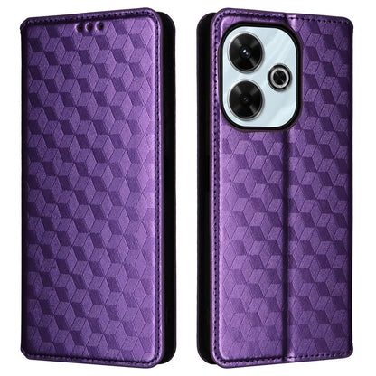 For Xiaomi Redmi 13 4G / Poco M6 4G / Redmi Note 13R 5G Case Magnetic Closure Rhombus Phone Cover